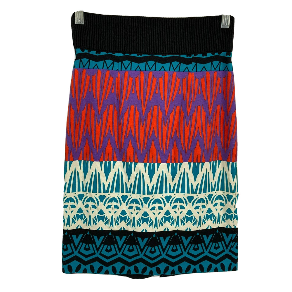 Anthropologie Plenty Tracy Reese Skirt Womens 0 Pencil Stretch Black Colorblock‎
